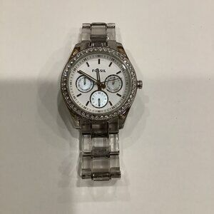 Fossil ES2364 Women's Stainless Steel White Analog Dial QuartzWrist Watch KS628